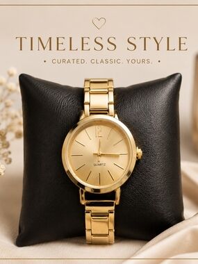 Classic Gold-Tone Women's Quartz Bracelet Watch